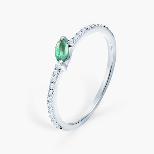 Pierścionek zaręczynowy SAVICKI: białe złoto, szmaragd